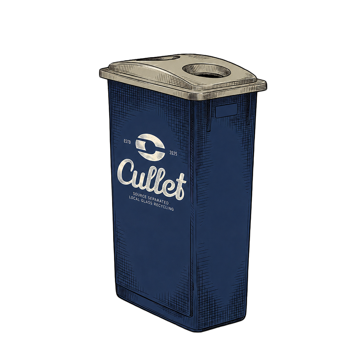 Cullet glass recycling bin