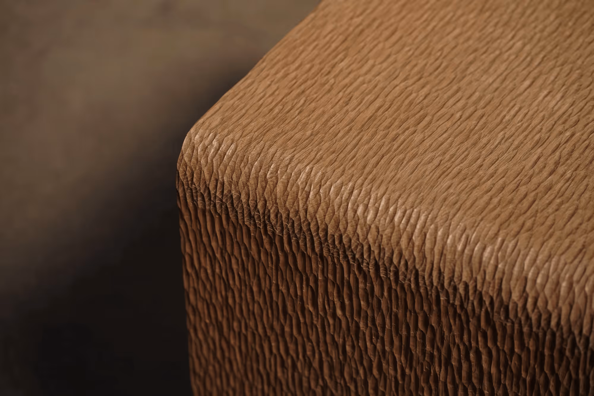 Adze Nesting Tables leg detail, center-cut white oak grain