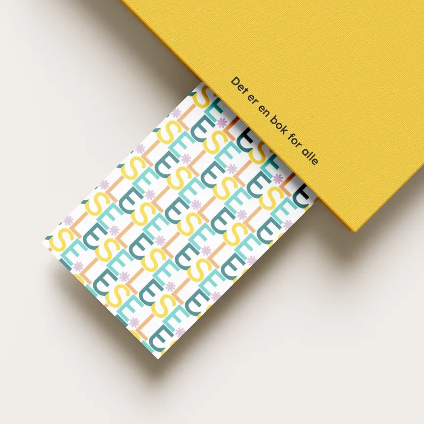 Stiftelsen LESE´s visuelle identitet i bruk som en bokmerke