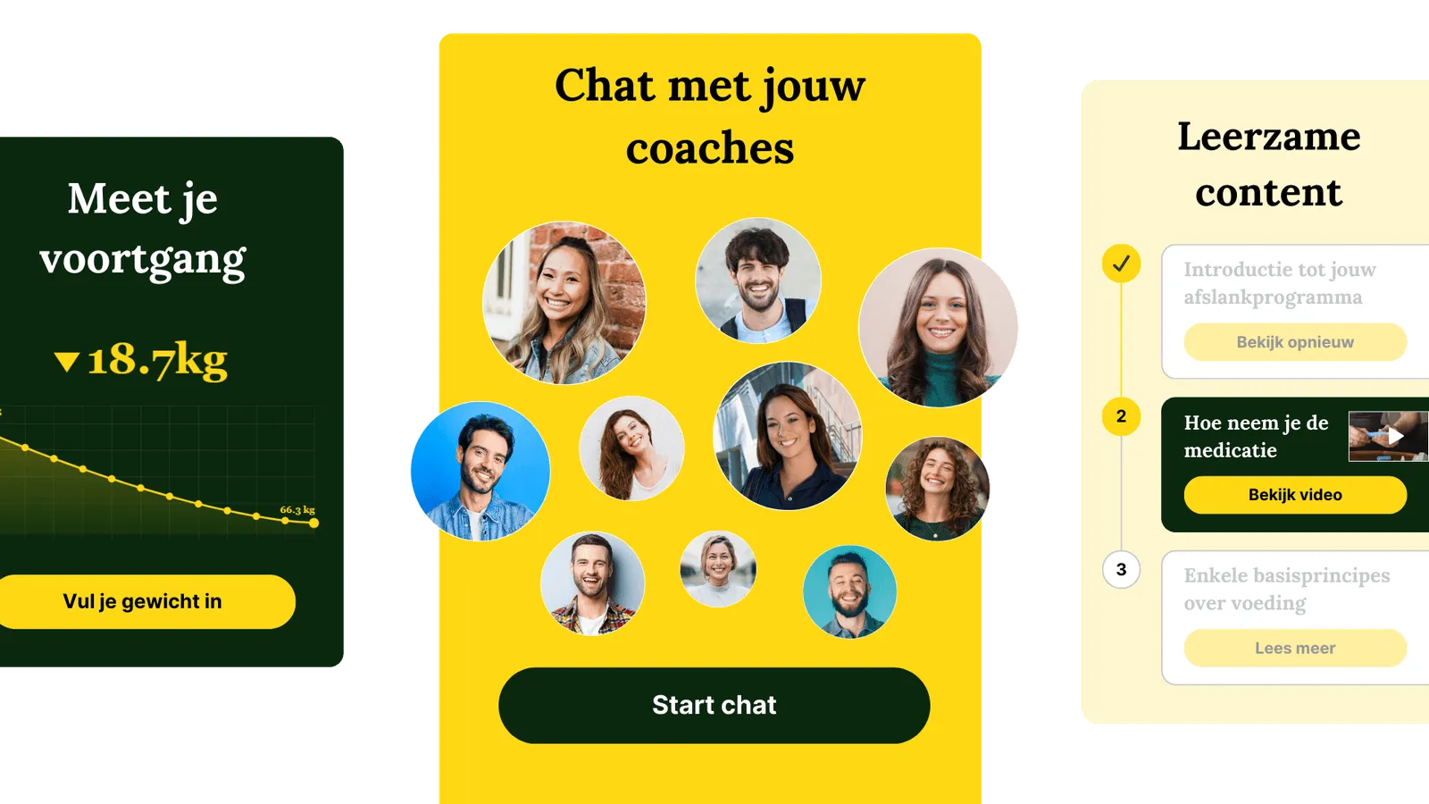 Onderdelen van het Goodweigh afslankprogramma
