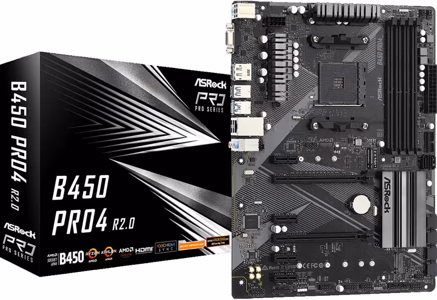 ASRock B450 Pro4 R20 AMD B450 Emplacement AM4 ATX image 2