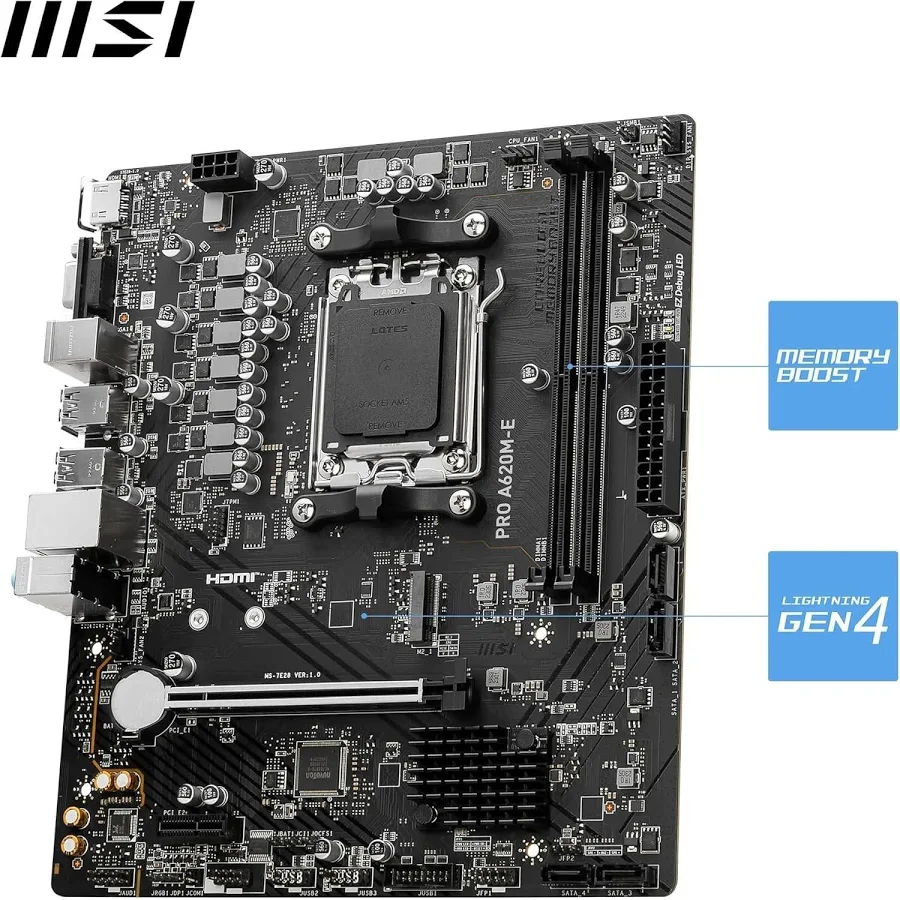 MSI PRO A620M-E AMD A620 Emplacement mini ATX image 2