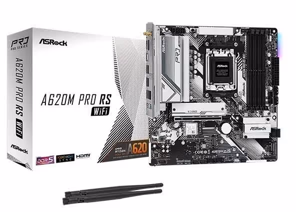 ASRock A620M Pro RS WiFi,, micro ATX, Wi-Fi 6E, , RGB image 1