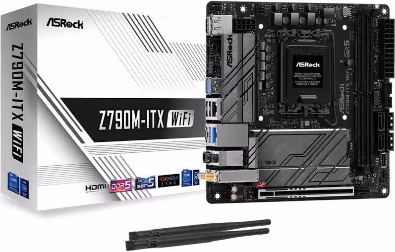 ASRock Z790, Intel Z7901700 Mini ITX Z790M-ITX, Wi-Fi , Wi-Fi 6E,2,5 GbE image 2