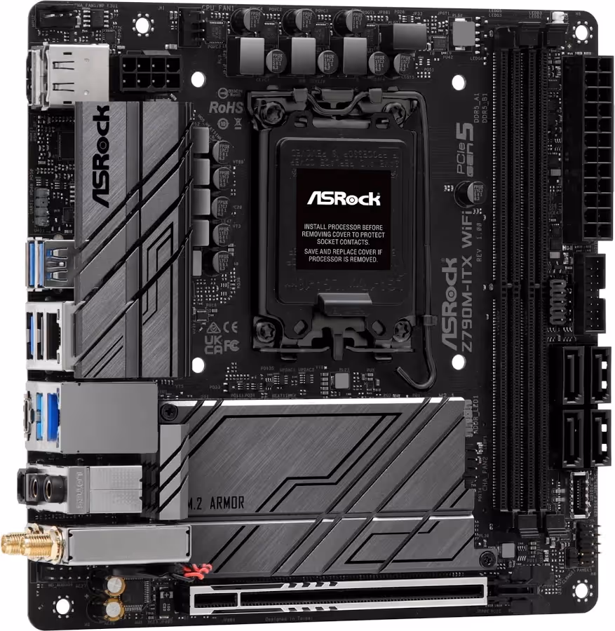 ASRock Z790, Intel Z7901700 Mini ITX Z790M-ITX, Wi-Fi , Wi-Fi 6E,2,5 GbE image 3