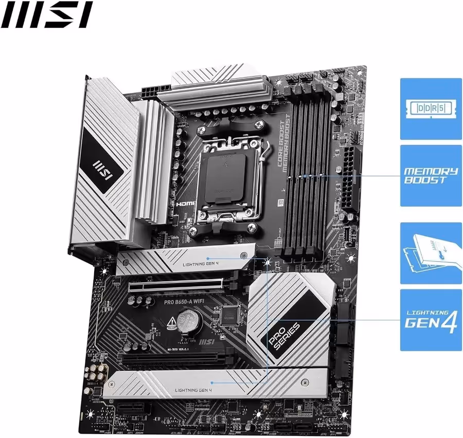 MSI PRO B650-A WIFI AMD B650 ATX avec Wi-Fi et HDMI image 2