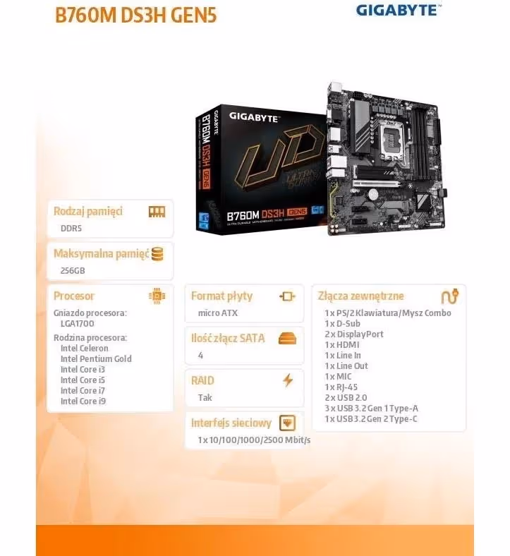 GIGABYTE B760 Express Micro ATX B760M DS3H GEN5 image 5