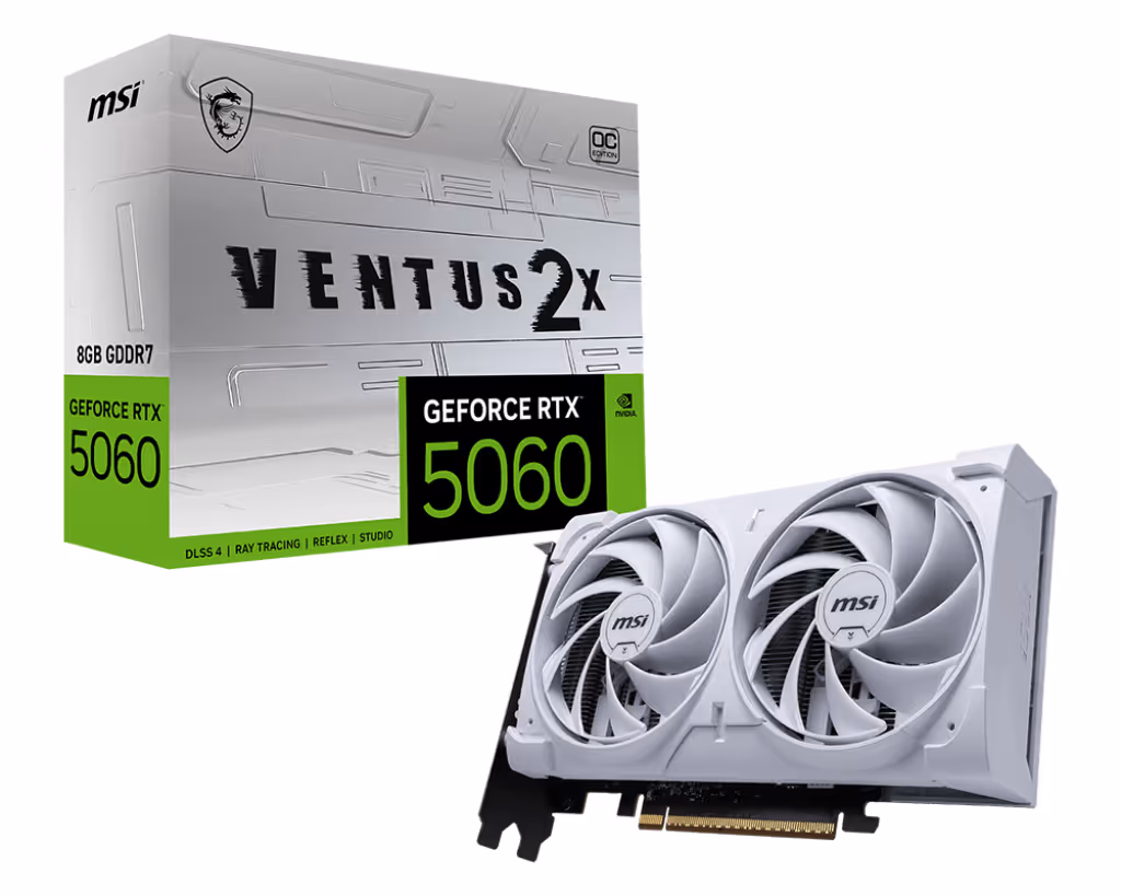 msi GeForce RTX 5060 VENTUS 2X OC 8 Go GDDR7 Reflex 2 RTX Blanc image 1