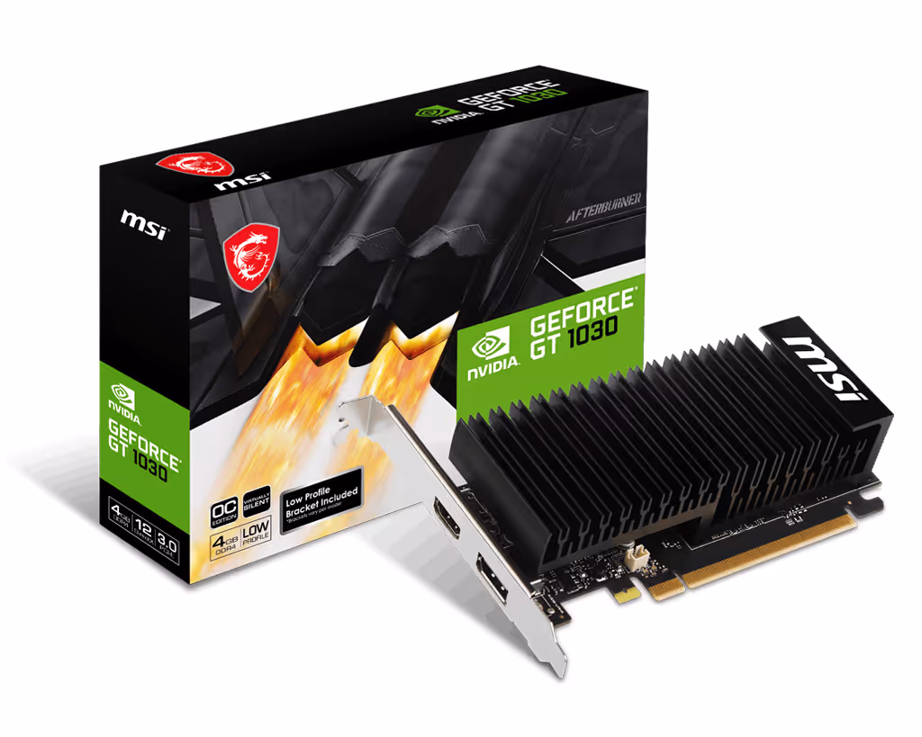 msi GeForce GT 1030 4GB GDDR4 Low Profile OC image 1