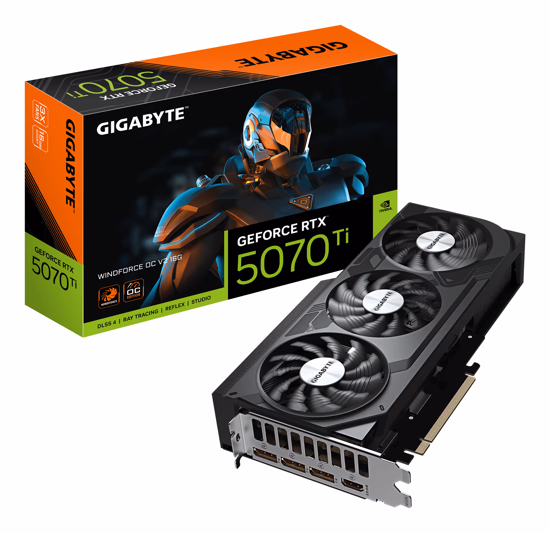 gigabyte GeForce RTX 5070 Ti WINDFORCE OC V2 16GB GDDR7 Reflex 2 RTX image 1