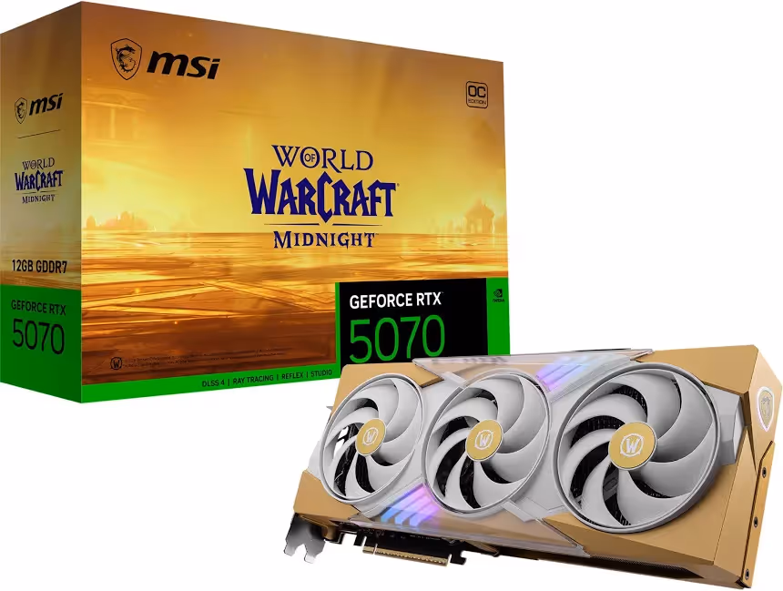 MSI GeForce RTX 5070 12GB GDDR7 World of Warcraft MIDNIGHT LIGHT EDITION OC Reflex 2 RTX image 1