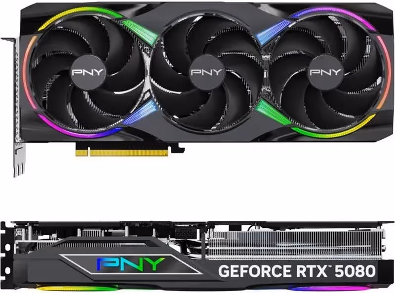 PNY GeForce RTX 5080 ARGB Overclocké Triple ventilateur 16 Go GDDR7 Reflex 2 RTX image 2