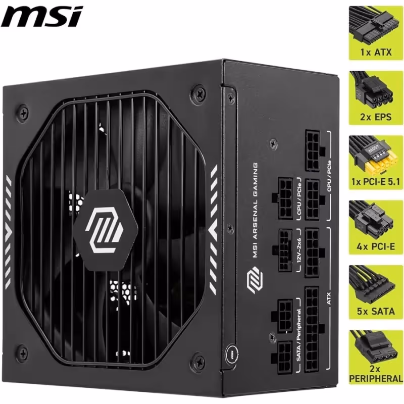 Alimentation PC modulaire MSI MAG A750GLS PCIE5 750W 80 PLUS Gold noir - image 4