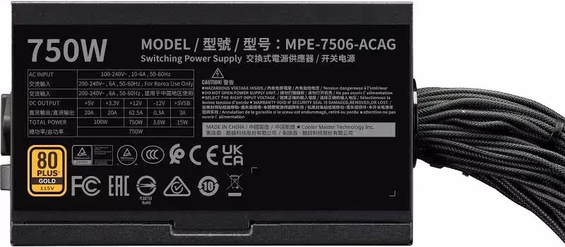 Alimentation PC non modulaire Cooler Master MWE V3 750W 80 PLUS Gold noir - image 4