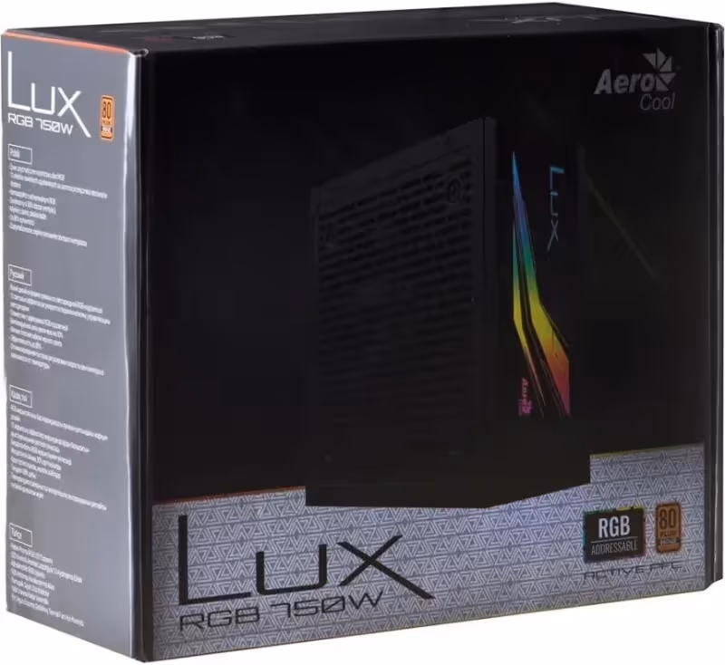 Alimentation Aerocool 750W 80 PLUS Bronze Lux RGB Non-Modulaire Ventilateur RGB - image 5