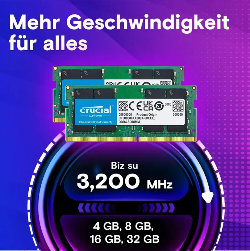 Crucial CT2K32G4SFD832A 64 Go Kit 2x32Go DDR4 3200 MHz - vue 5