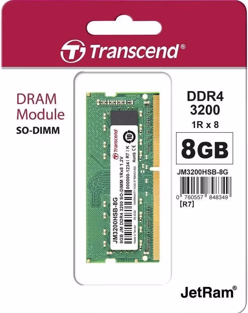 Transcend JetRam 8 Go DDR4 3200 MHz - vue 2