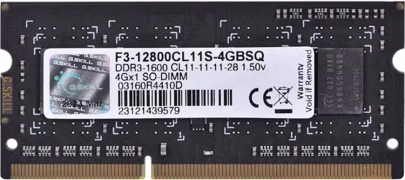 G.Skill 4 Go DDR3 1600 MHz - vue principale