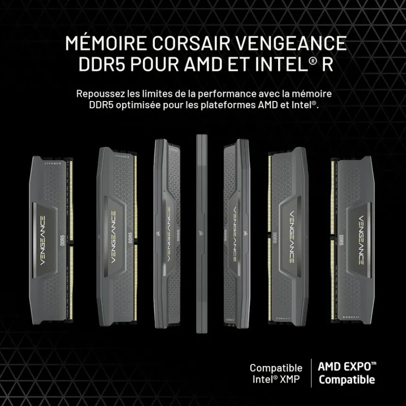 Corsair Vengeance 96 Go Kit 2x48Go DDR5 6000 MHz - vue 3