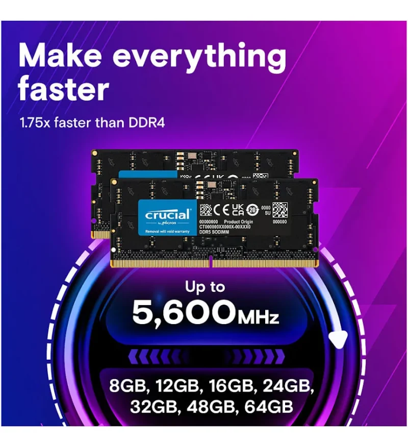 Crucial 64 Go DDR5 5600 MHz - vue 5