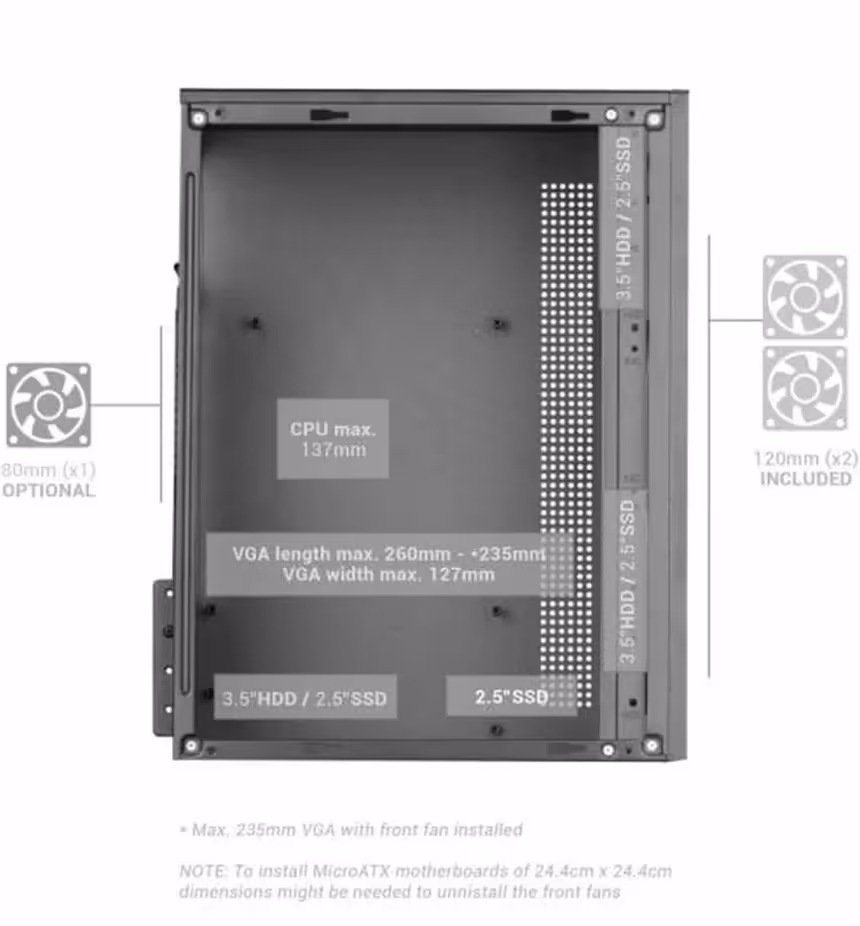 Mars Gaming MC-CORE FRGB mATX RGB - vue 4