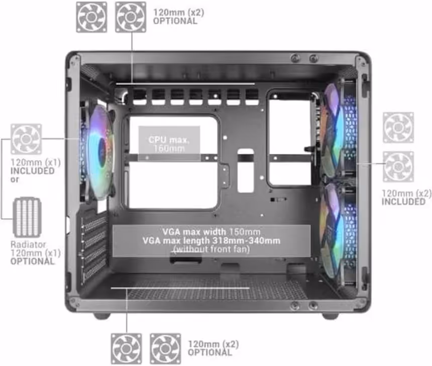 Mars Gaming MC-400 mATX RGB - vue 2