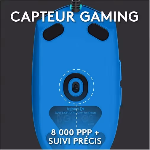 Logitech G G203 Lightsync Bleu - vue 5