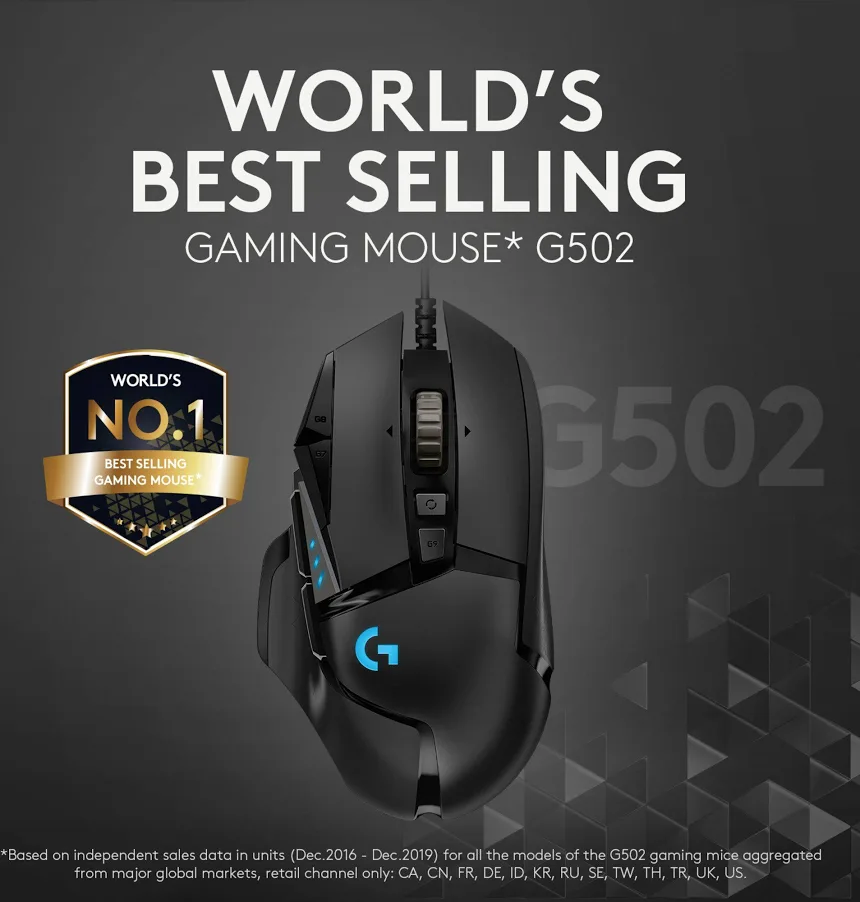 Logitech G502 HERO Noir - vue 3