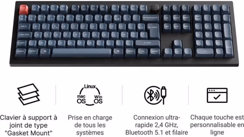 Keychron V6 Max QMK Gris - vue 1