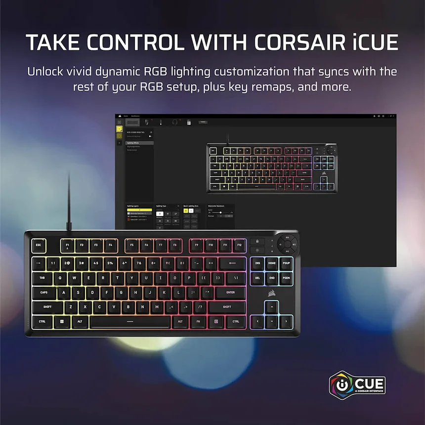 Corsair K55 Core TKL RGB Noir - vue 4