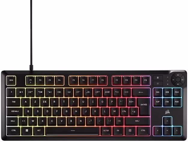 Corsair K55 Core TKL RGB Noir - vue 1