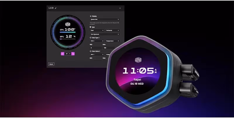 Cooler Master MasterLiquid 240 Atmos II LCD ARGB Noir - vue 3
