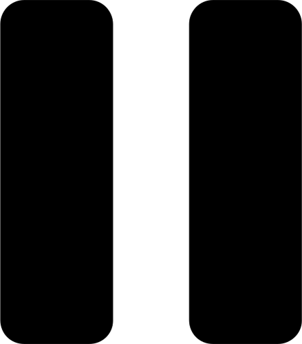 Black pause icon with two vertical bars on a transparent background.