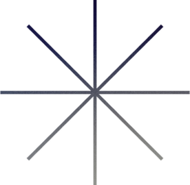 Eight black lines radiating symmetrically from a central point on a white background.