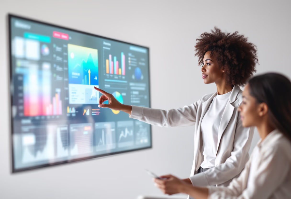 image of teacher using a smartboard (for a edtech)