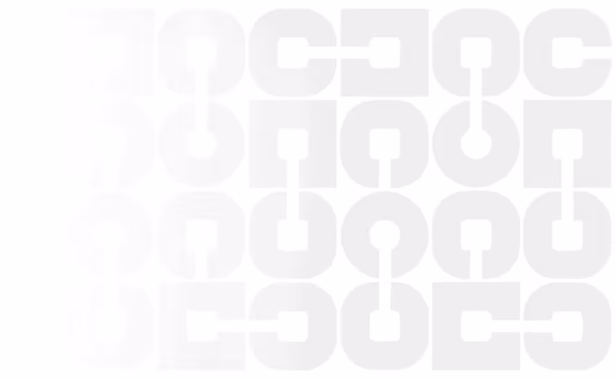 Motif répétitif abstrait constitué de formes géométriques elliptique et carrée connectées en tons gris pâle sur fond blanc.
