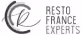 Logo de Resto France Experts avec un symbole stylisé circulaire à gauche.