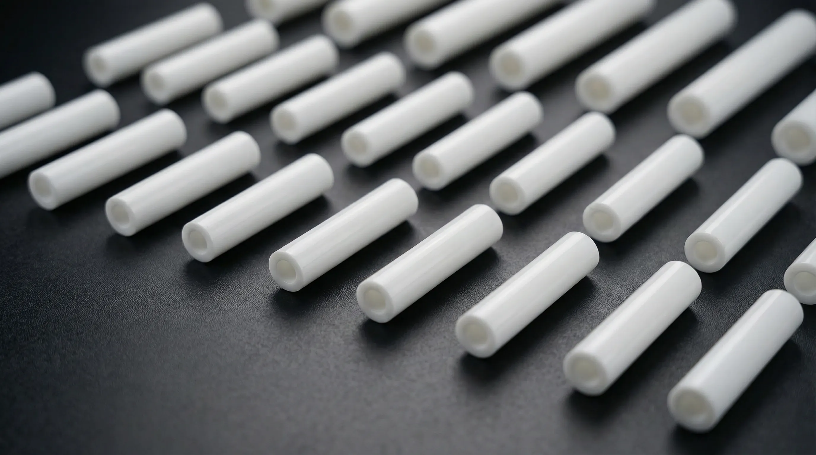 Kurze Röhrchen aus technischer Keramik