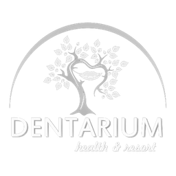 Logo featuring a stylized tree with a smiling face integrated into the trunk above the words 'DENTARIUM health & resort'.