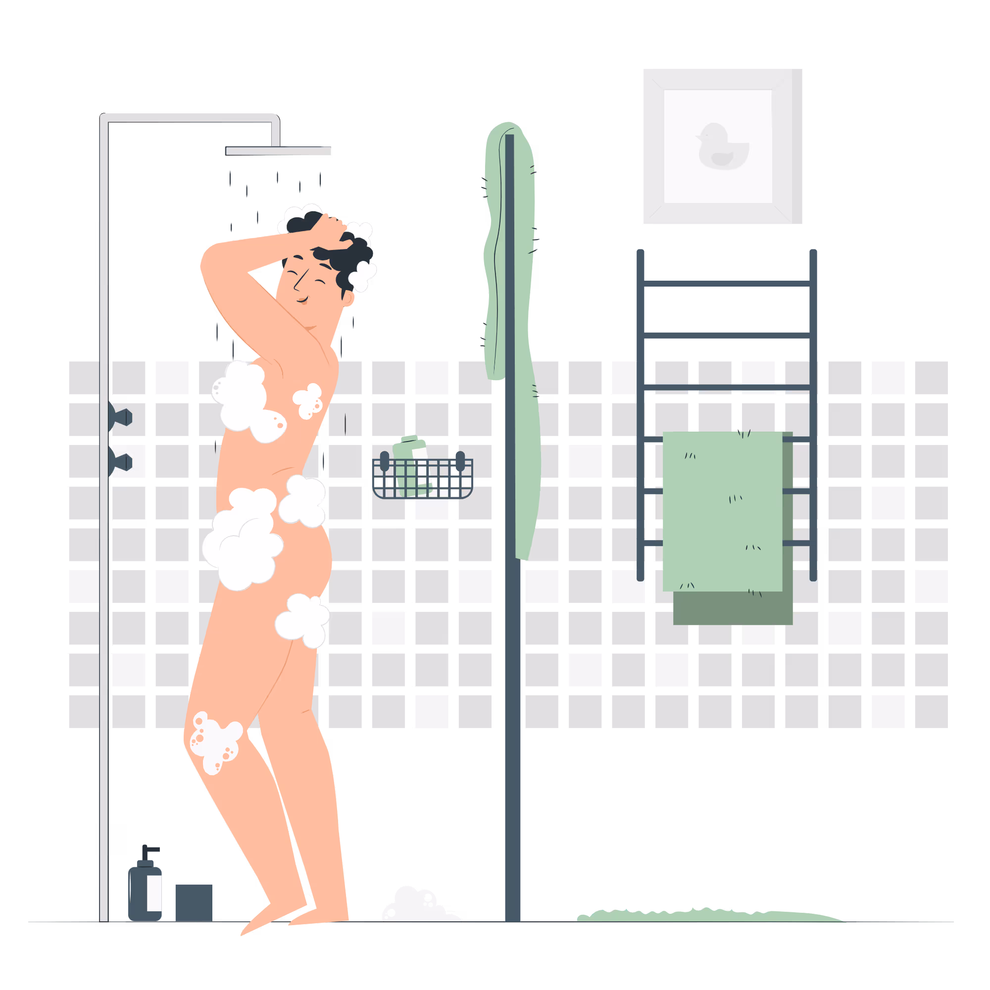 Man in shower illustration