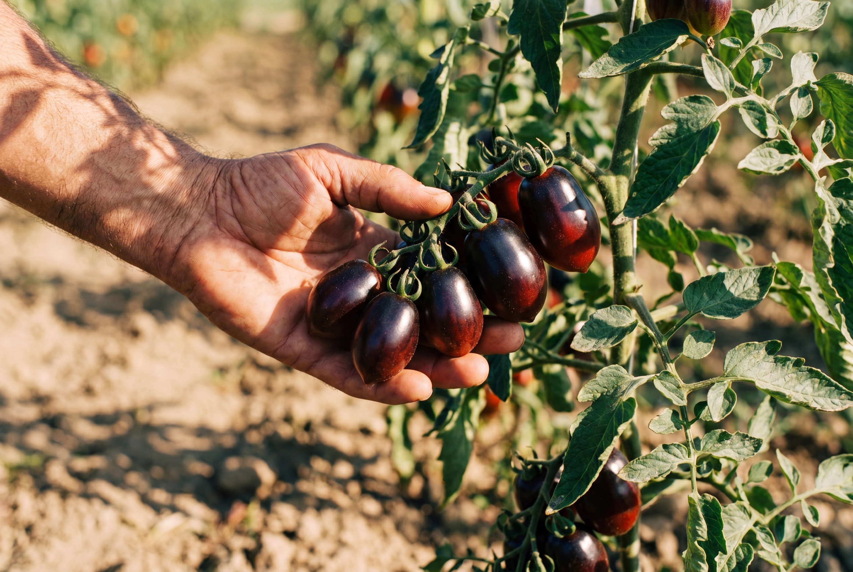 Datterino nero colto a mano dalla pianta, Ideja