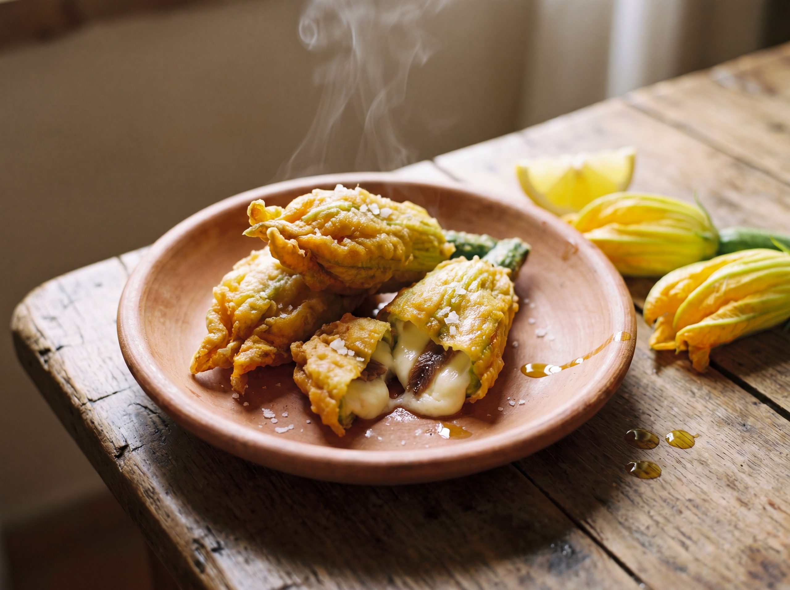 Piatto tradizionale con fiori di zucca