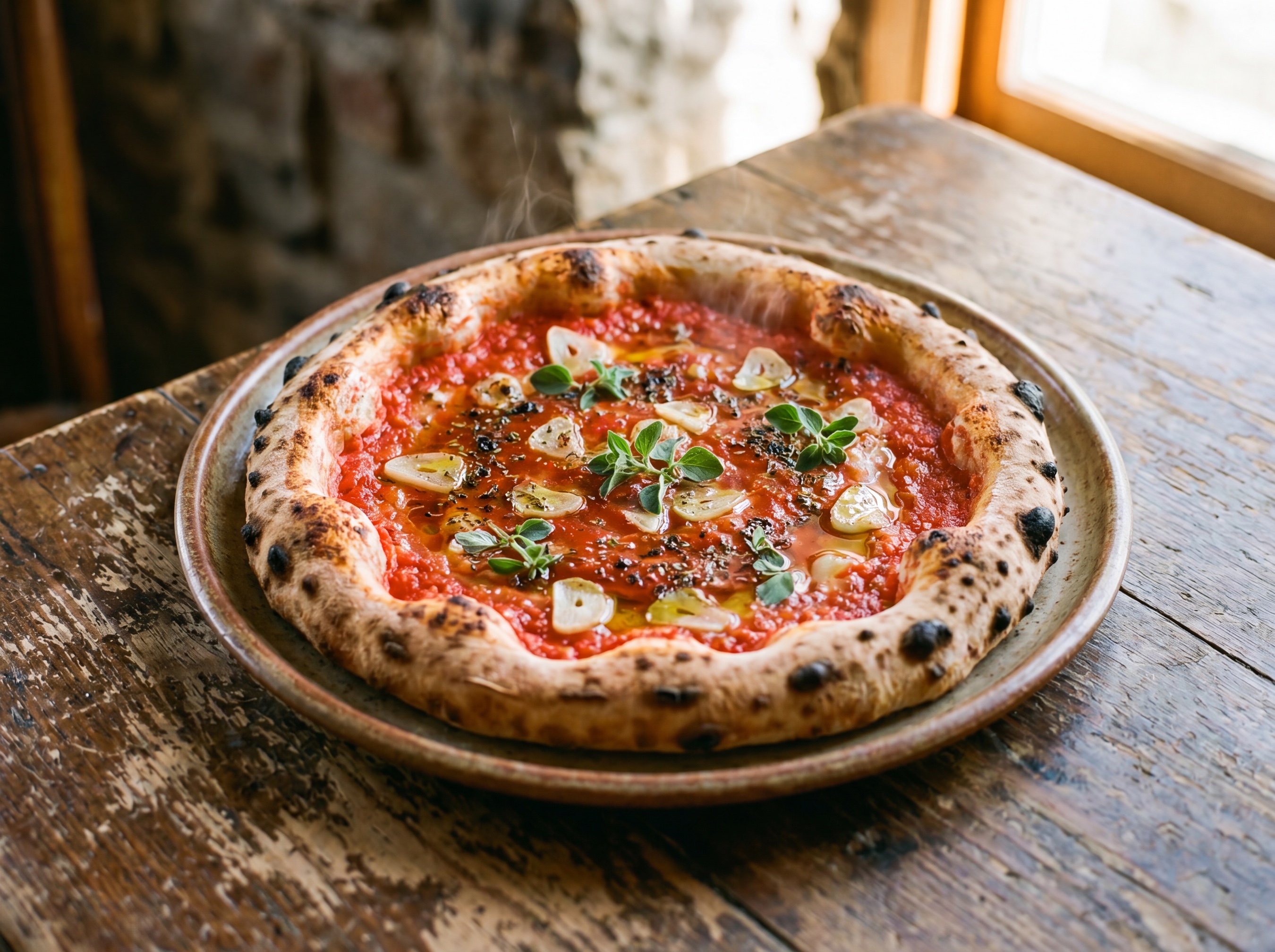 Pizza marinara napoletana con origano