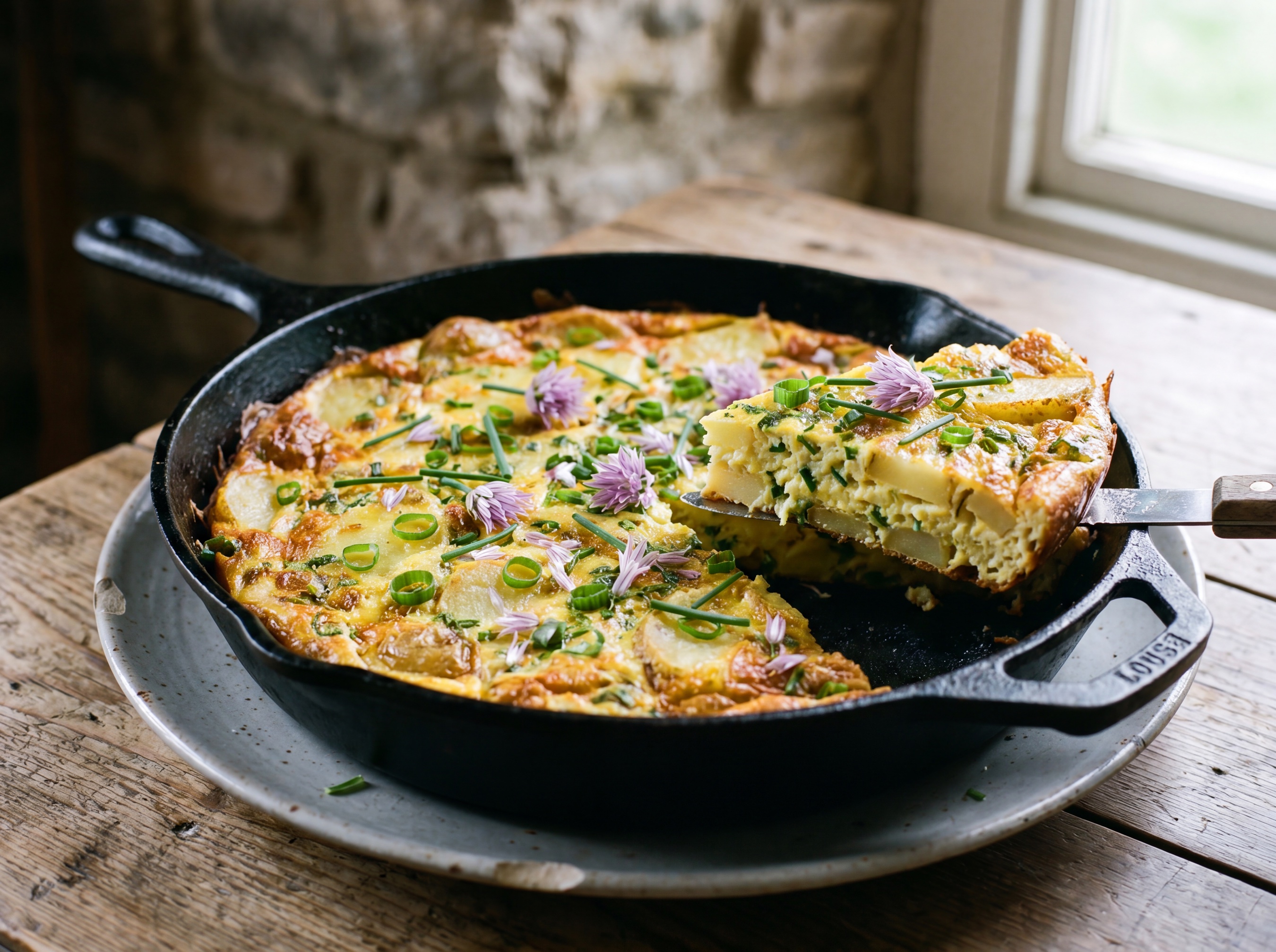 Frittata con erba cipollina e patate