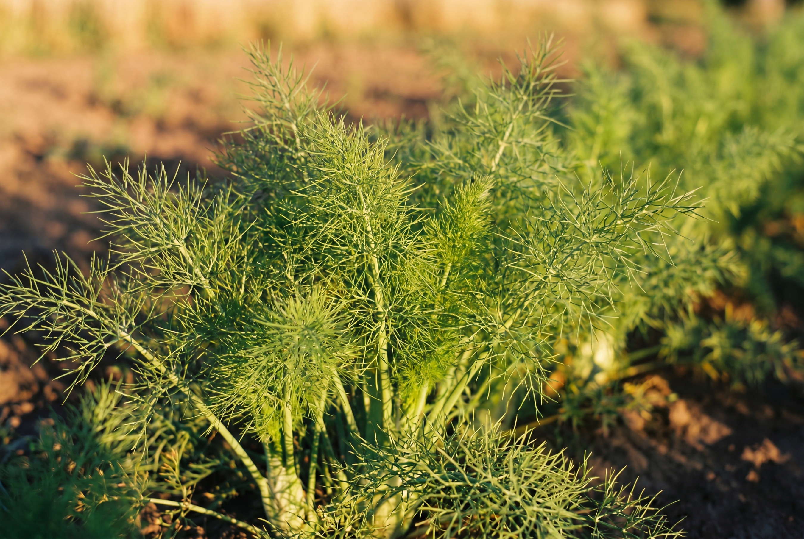Finocchio selvatico in campo, fronde, Ideja