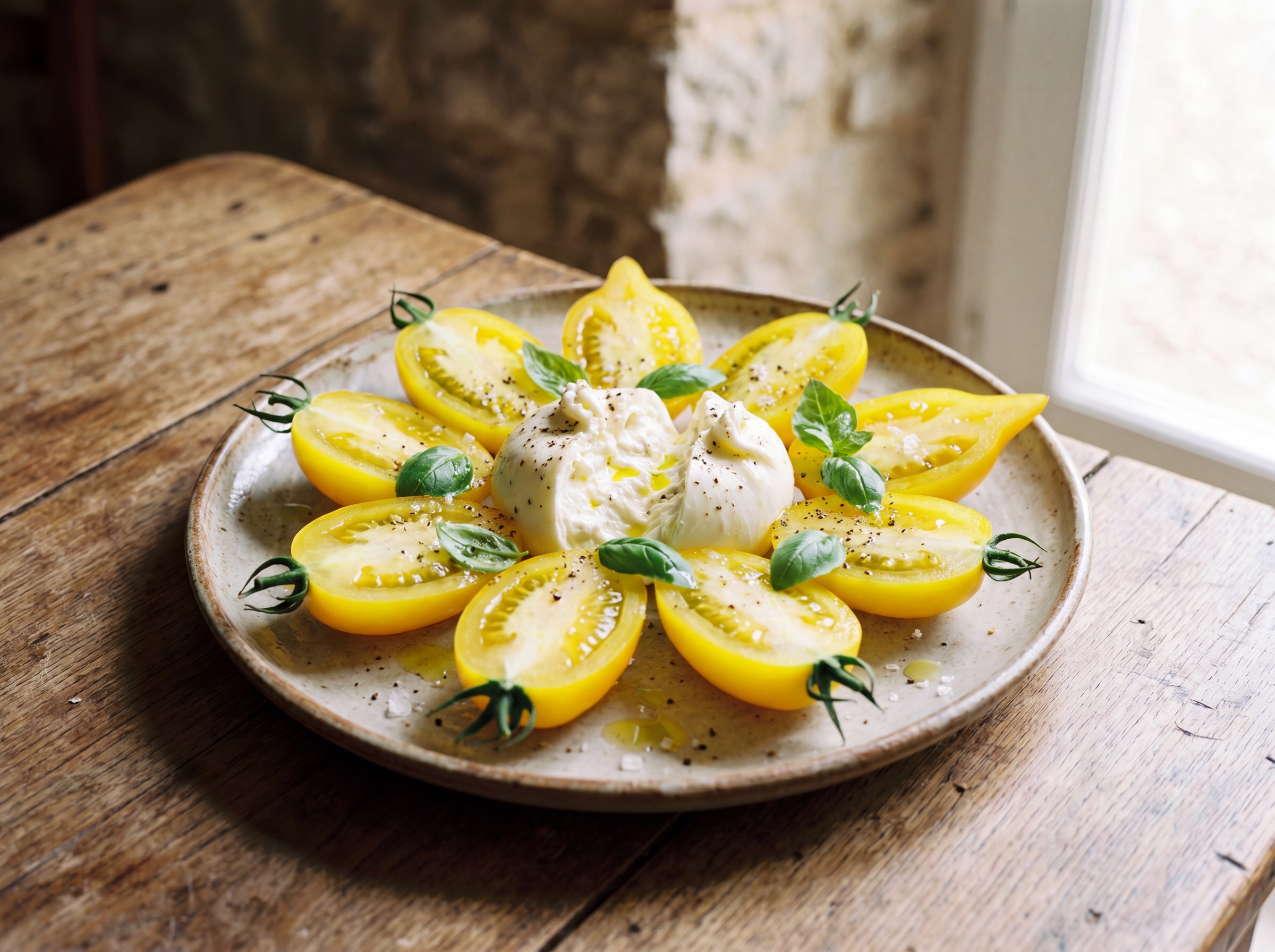Insalata di pomodorini gialli con burrata