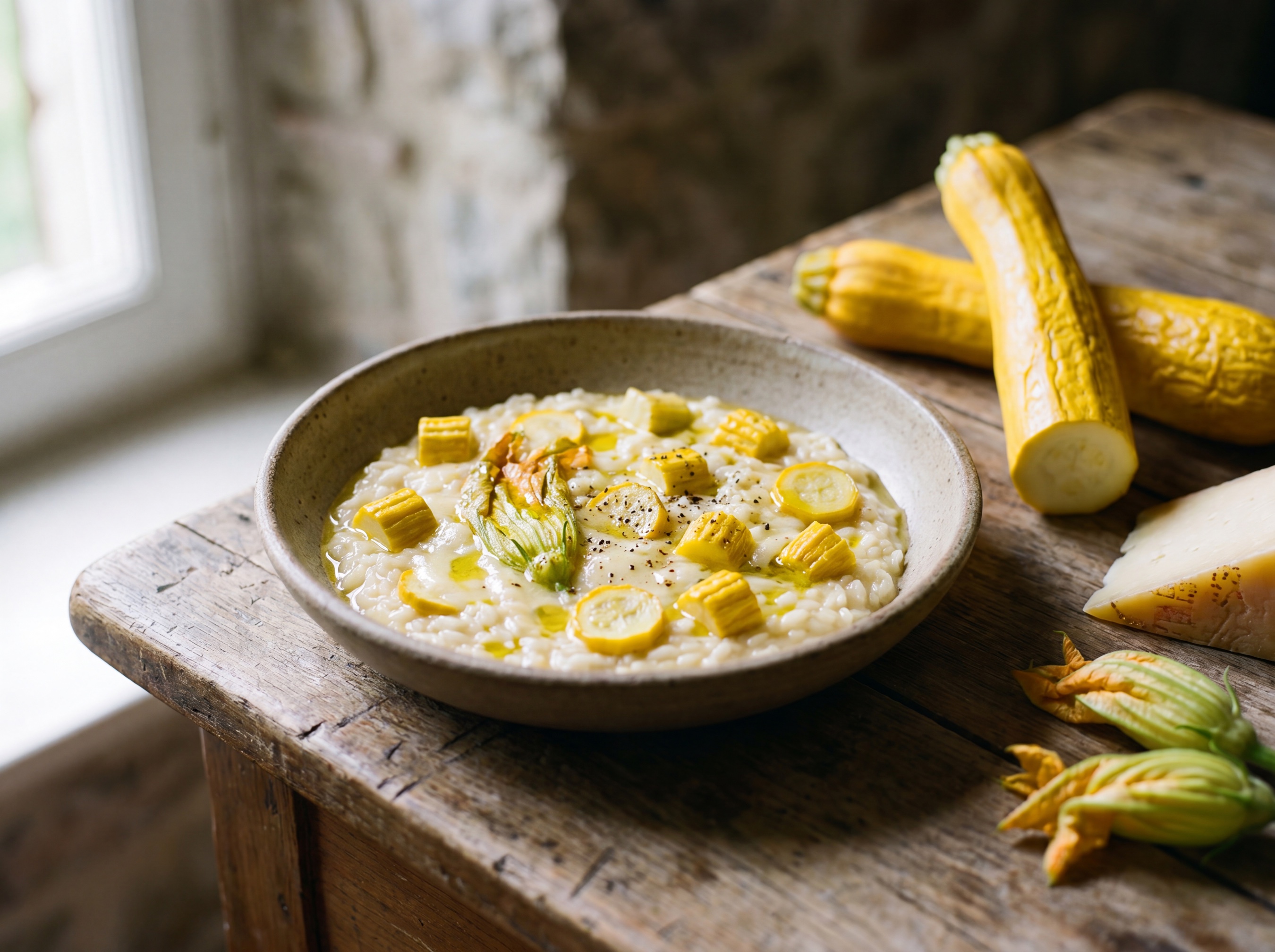 Risotto friulano al zucchino giallo rugoso con Montasio