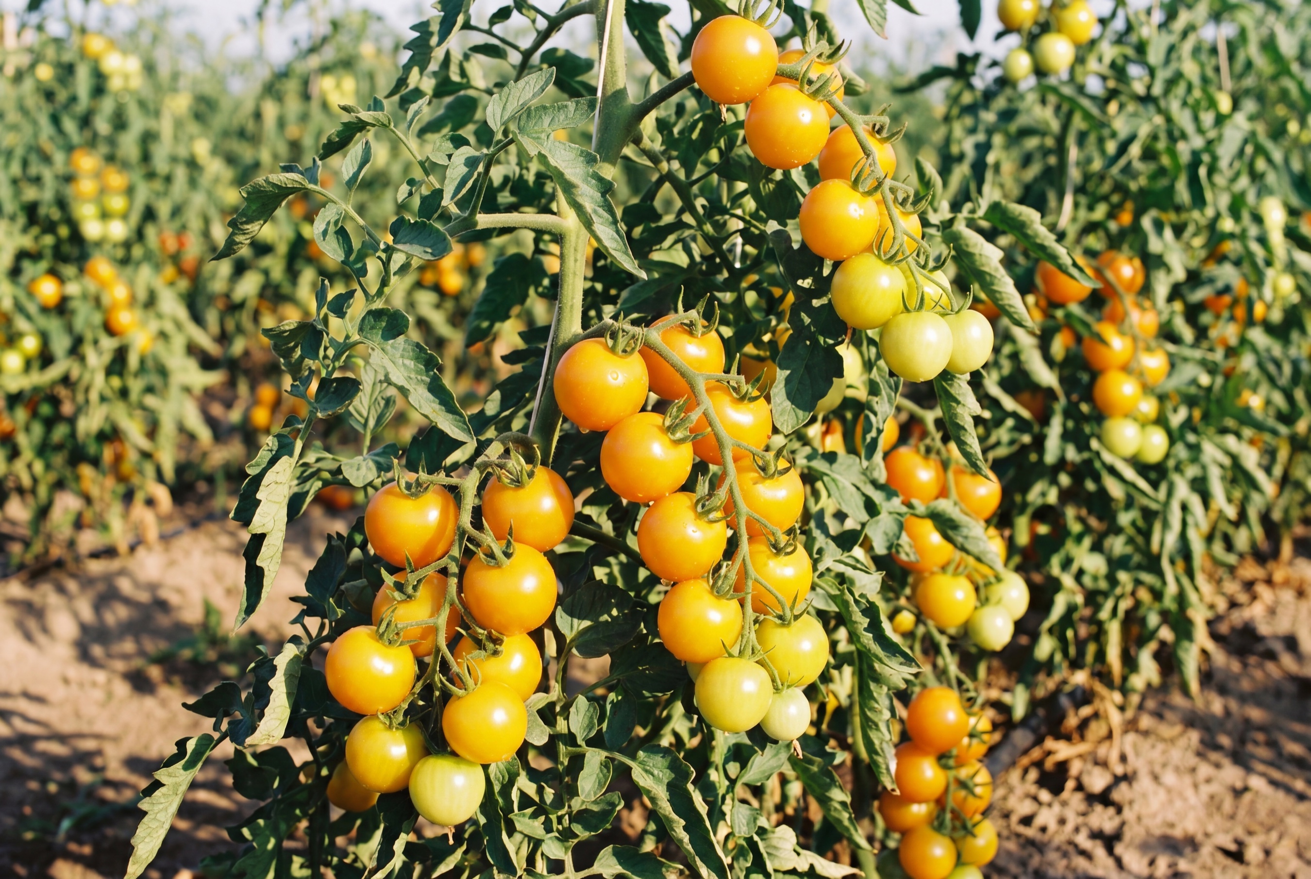 Pomodoro Ciliegino Giallo coltivato da Ideja, maturato in pianta