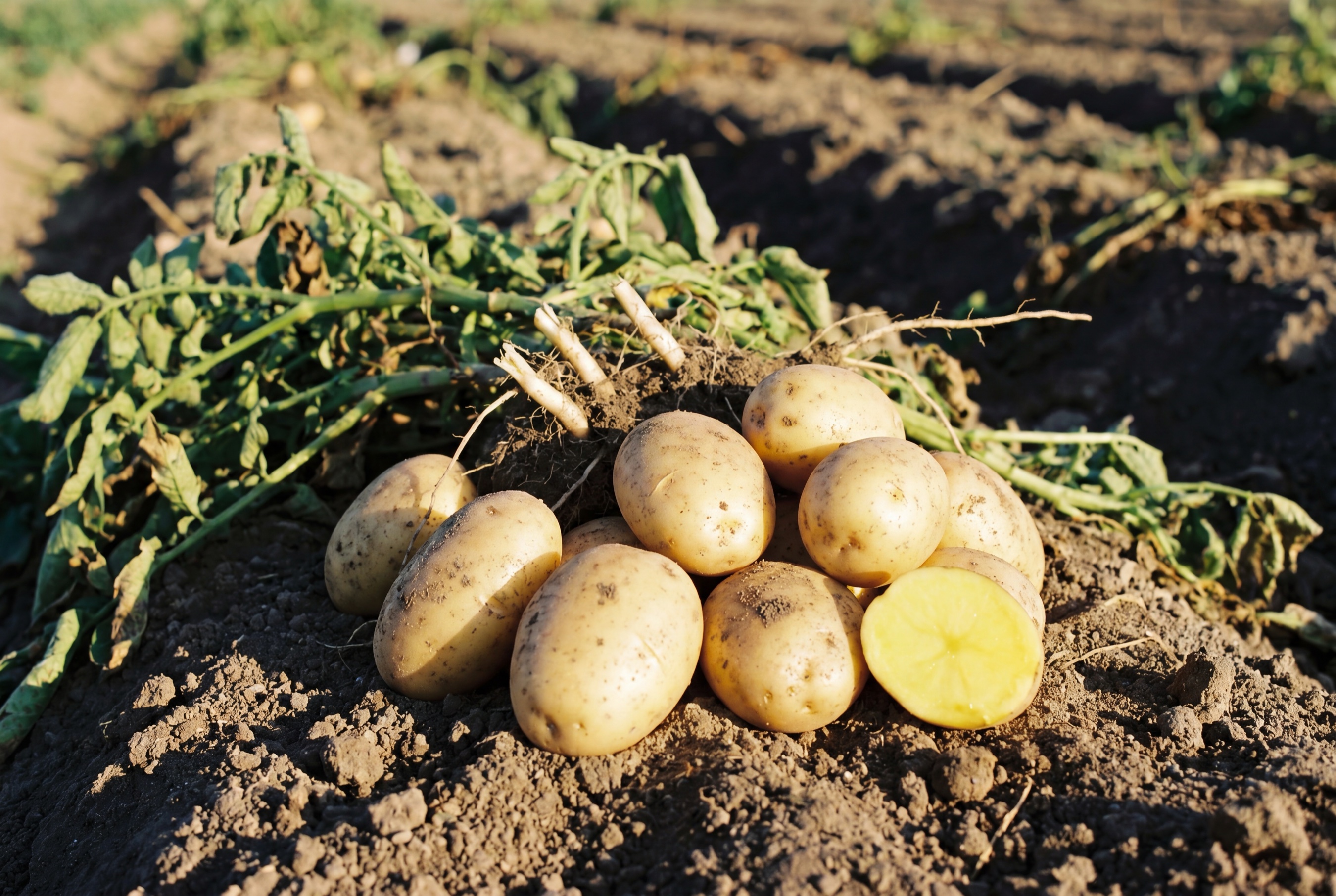 Patata a Pasta Gialla coltivata da Ideja, appena raccolta