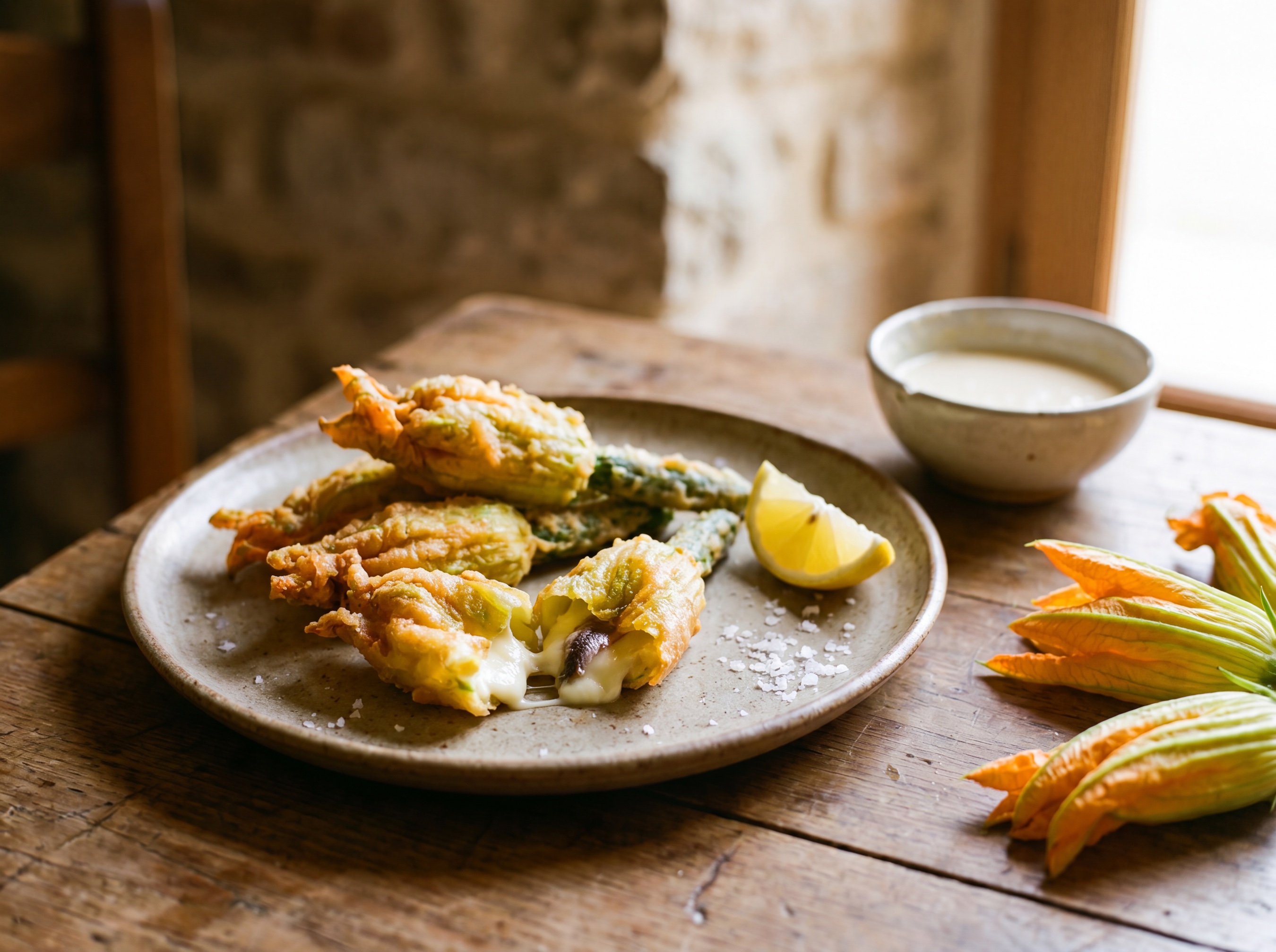 Fiori di zucca fritti in pastella